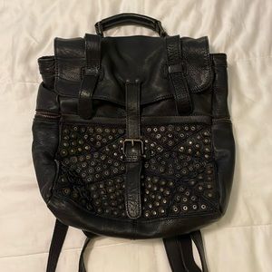 Free People Black Leather Backpack